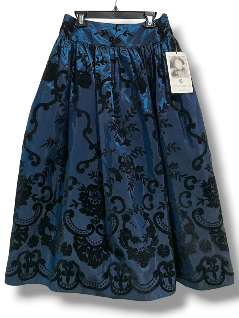 Vintage NWT 1980s Scott McClintock Flocked Velvet Maxi Formal Skirt W/Crinoline